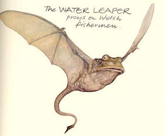 The water leaper or 'llamhigyn y dwr' is a Welsh monster said to inhabit swamps and ponds. It resembles a giant legless frog with bat wings and a stinging tail. The leaper causes many problems, from snapping fishing lines to eating livestock or even fishermen.
#SwampSunday