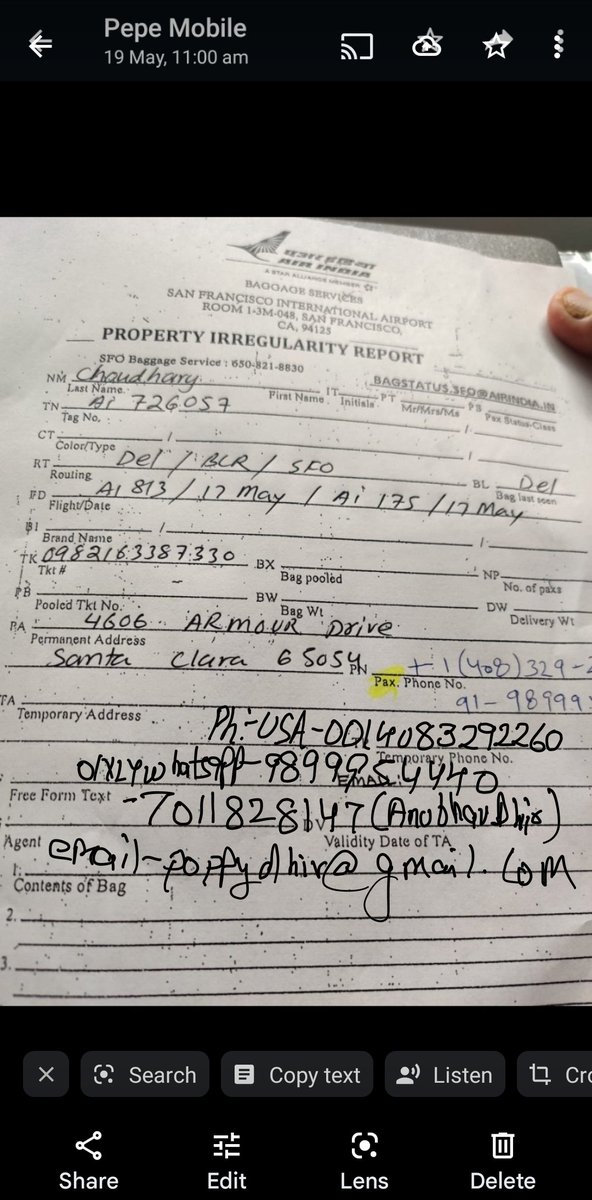 AnubhavDhir's tweet photo. My senior Citizen Mother and Sister travelled Delhi to SFO by Air India 17 may. Luggage has Not reached.Blood Pressure and diabetes medication is in Luggage and u cant get Medicine without Prescription in usa.pls help more than 2 days without medicine.mob-7011828147
@JM_Scindia https://t.co/1M9pVBeYpk