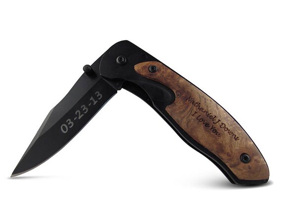 8 Of Personalized Knife Custom Engraved Black etsy.me/3Wuv3Gc #groomsmengift #fathersdaygift #personalizedgift #personalizedknife @etsymktgtool