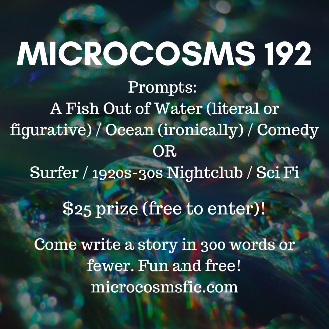 MC 192 is live. Come write with us! :)

microcosmsfic.com/2023/05/21/mic…

#amwriting #WritingCommunity #flashfiction #microfiction #writingcontest