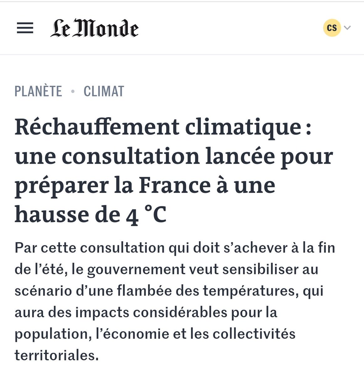 2021 : les mesures de la Convention citoyenne pour le climat pour limiter la hausse des températures à +1,5°C sont sabordées.

2023 : consultation citoyenne pour préparer la France à +4°C.

What's next ?
