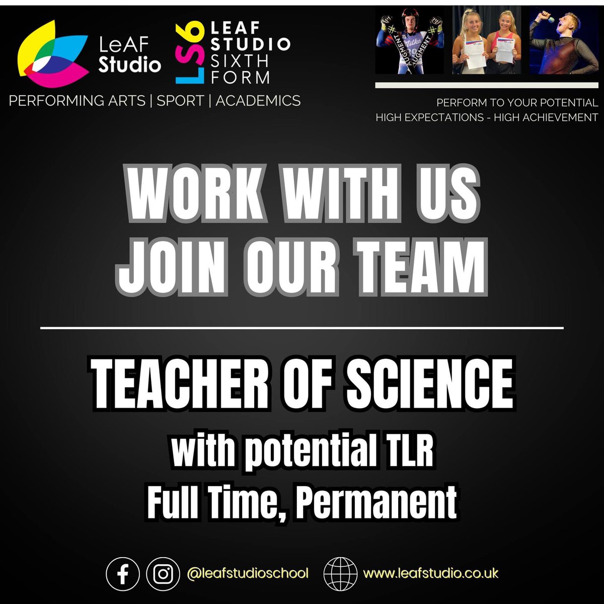 LeAF_Studio's tweet image. LeAF Studio are currently recruiting for a Head of Science, Teacher of Science and Teacher of Geography. Please visit mynewterm.com/school/LeAF-St… for details.