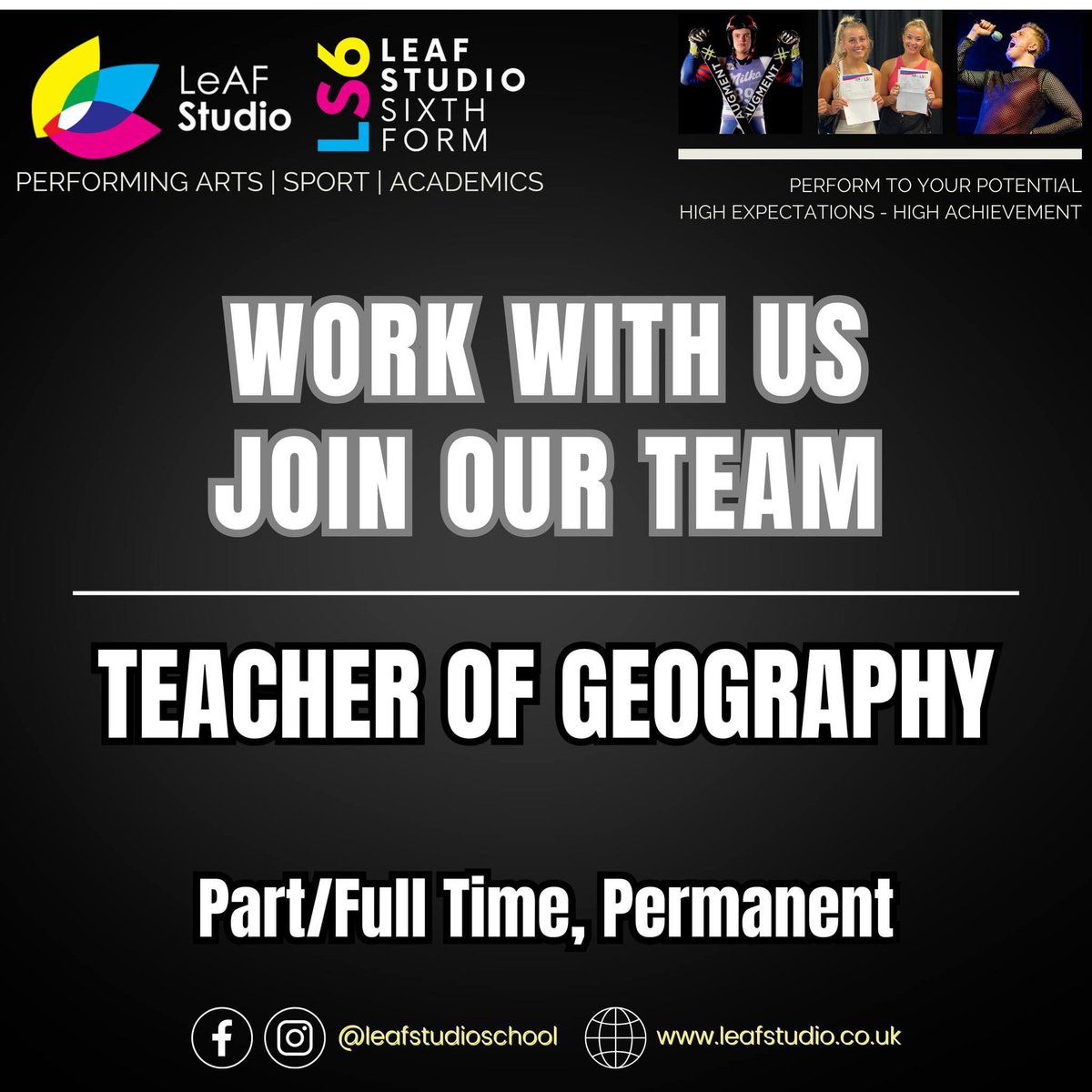 LeAF Studio are currently recruiting for a Head of Science, Teacher of Science and Teacher of Geography. Please visit mynewterm.com/school/LeAF-St… for details.