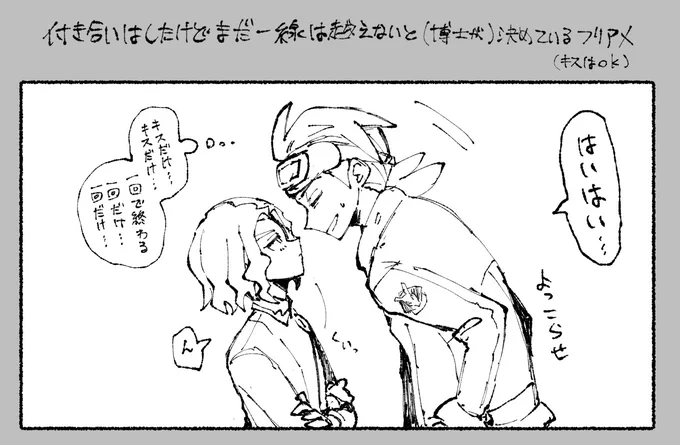 キスしてるだけフリアメ、らくがき  