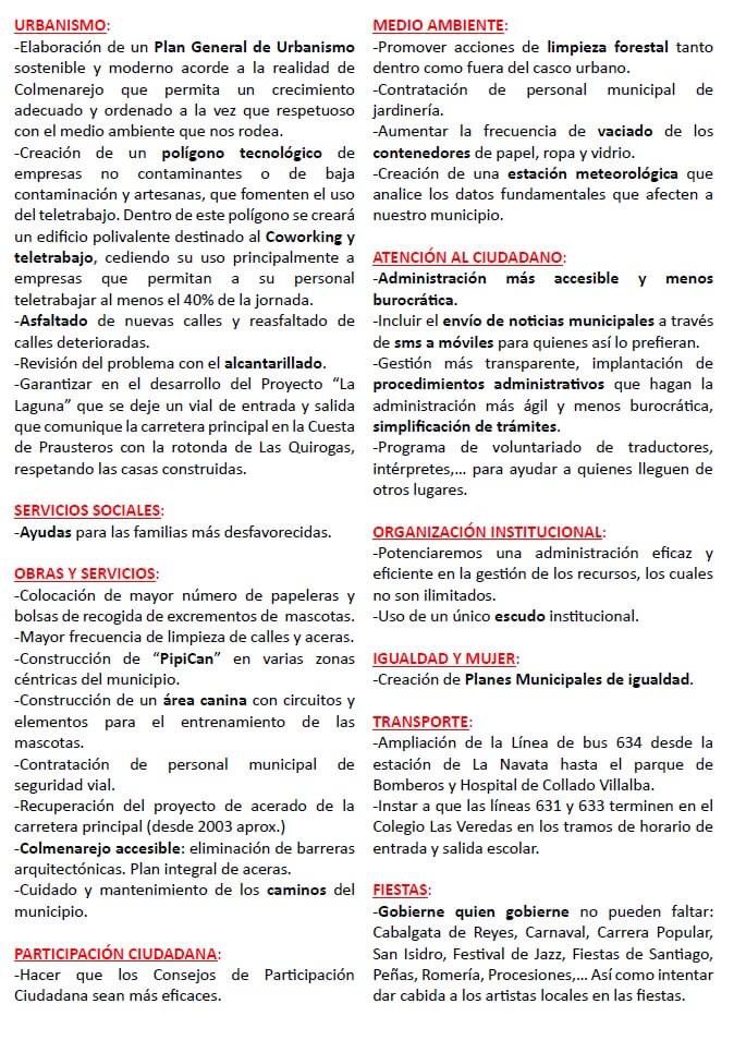 partido_local's tweet photo. Prioridades y propuestas de @partido_local #Colmenarejo para las elecciones del 28 Mayo 2023

EN JUEGO REVITALIZAR COLMENAREJO 

https://t.co/Kva1TdXFgQ

#TomaNotaColmenarejo https://t.co/1TF4ptie8o