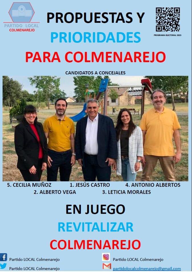 partido_local's tweet photo. Prioridades y propuestas de @partido_local #Colmenarejo para las elecciones del 28 Mayo 2023

EN JUEGO REVITALIZAR COLMENAREJO 

https://t.co/Kva1TdXFgQ

#TomaNotaColmenarejo https://t.co/1TF4ptie8o