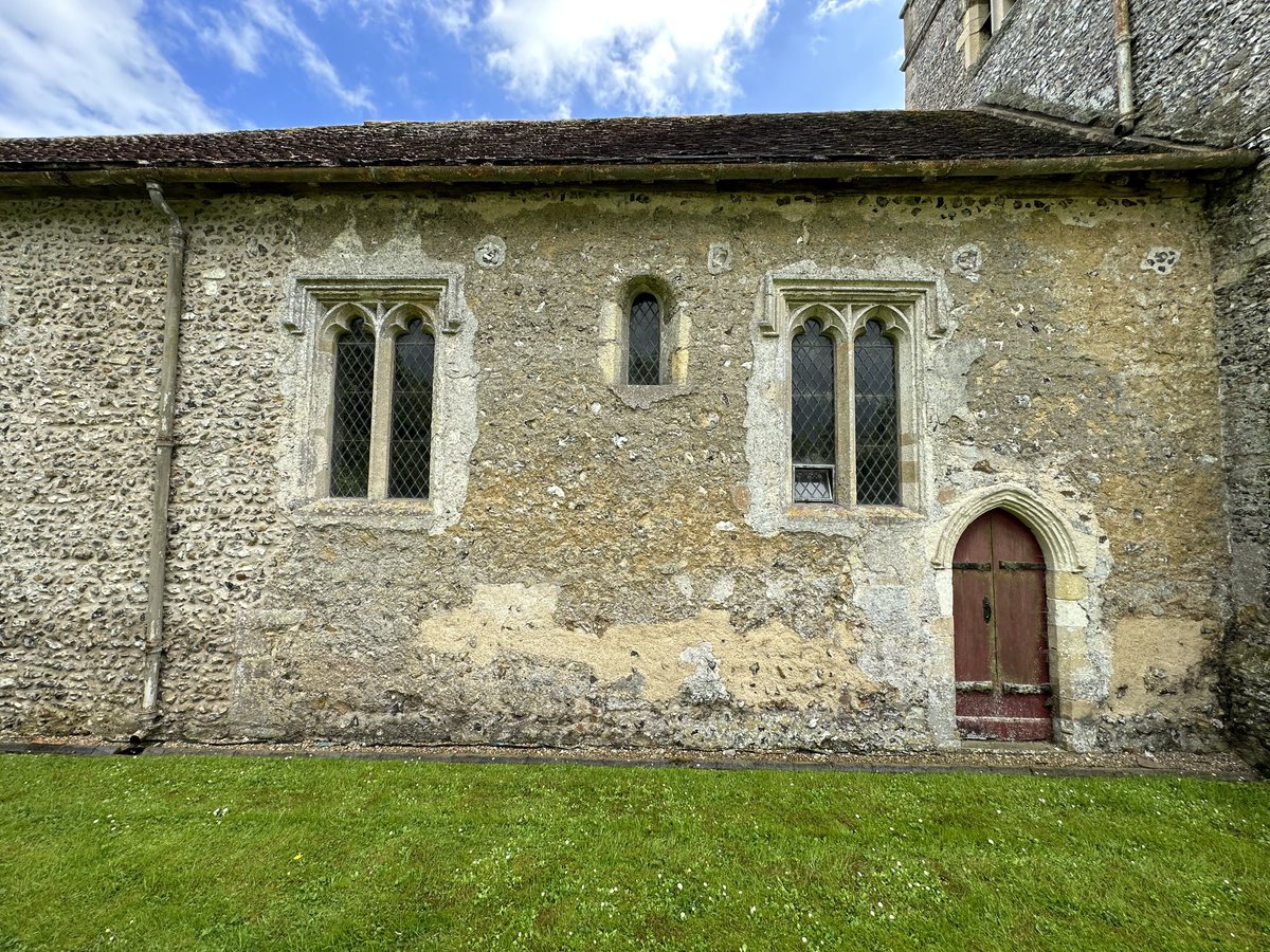 Double splayed Saxon window in the north wall of Poling Church, Sussex. Inside the church are the remains of the original wooden shutter! #stoneworkSunday