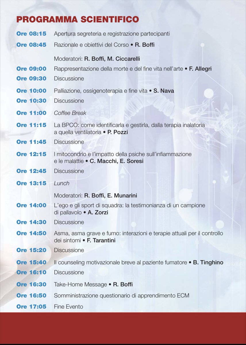 Sabato 27/5 parleremo di respiro, fine vita, team building, ossigeno e mitocondri con fuoriclasse quali <a href="/StefanoNava5/">Stefano Nava</a> <a href="/zorrozorzi/">Andrea Zorzi</a> e altri. Grazie all’annuale convegno Pneumo&amp;Psiche, un’idea nata 6 anni fa continua a dare un senso compiuto alle nostre passioni e ai nostri valori.