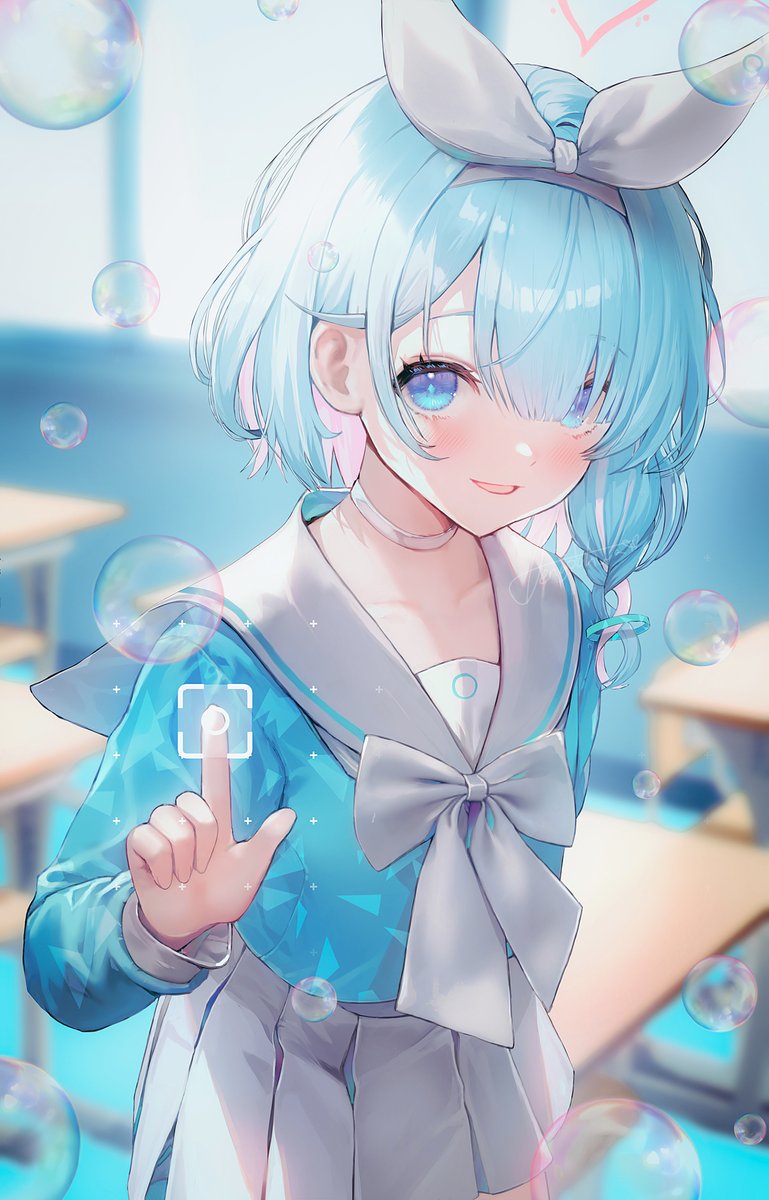 arona (blue archive) 1girl solo skirt blue eyes blue hair school uniform looking at viewer  illustration images
