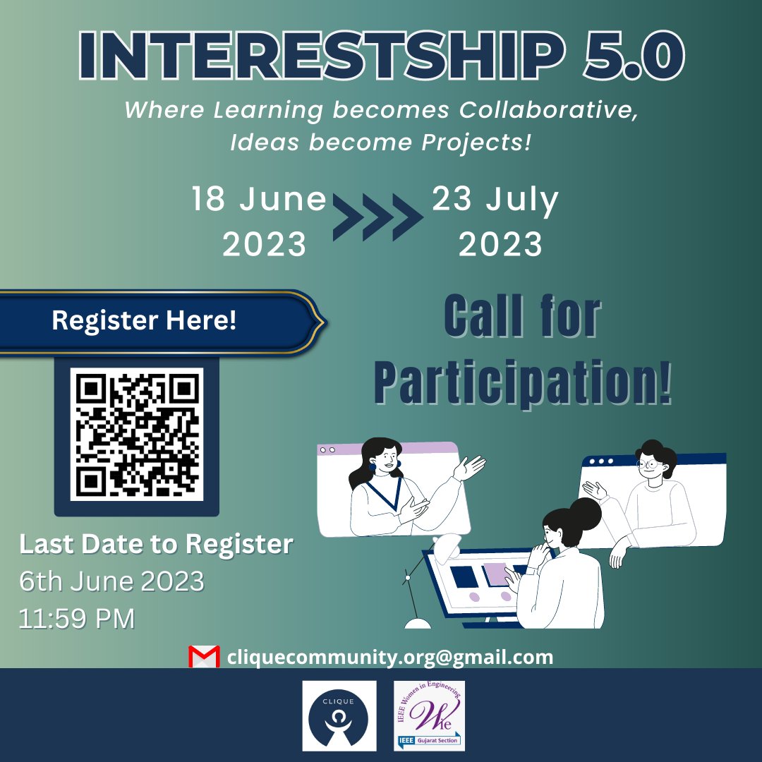 The time has come to commence the #Interestship 5.0 program intended to furnish #project based culture among #women in the field of #STEM.
The upcoming program will be set to motion on 18th June, 2023.
Registration are open from today✨
Registration Link: lnkd.in/dCwmi2P8