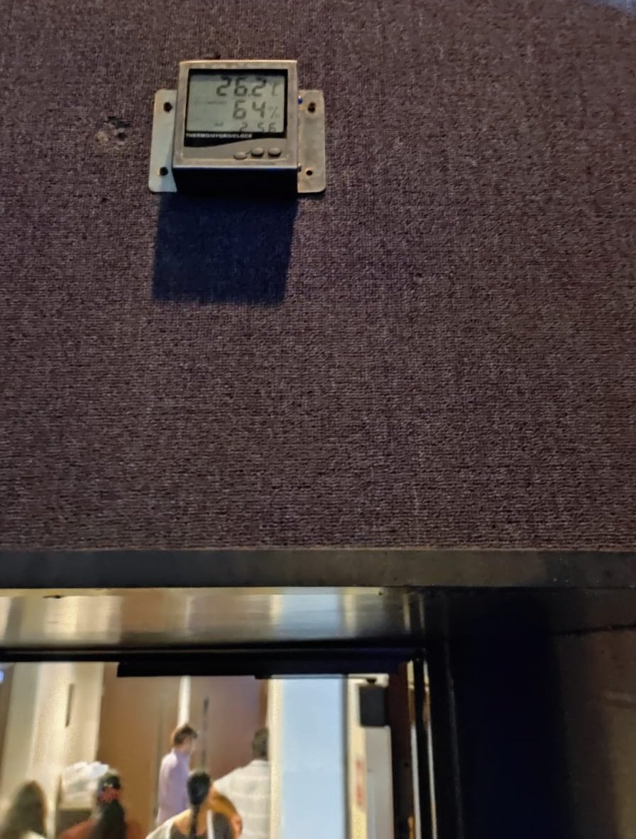 harshakoda's tweet photo. The AirCon in @IndiaCinepolis Westend, Pune is not working. The magmt. does not have the decency to come &amp; apologise to audience despite showing the photo of the temperature sensor at 26deg. Also, they don't bother to put soft drinks in the fridge on time. #hot #hotter #hottest https://t.co/45O1gwIoPs