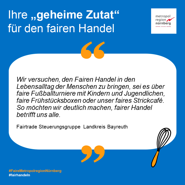 MetropolregionN's tweet photo. So fair ist die Metropolregion Nürnberg - Der Landkreis Bayreuth verrät uns seine "geheime Zutat" für den fairen Handel anlässlich der Titelerneuerung der Fairen Metropolregion.
#FaireMetropolregionNuernberg #fairhandeln
@Fairtrade_DE https://t.co/weuaOK5tgR