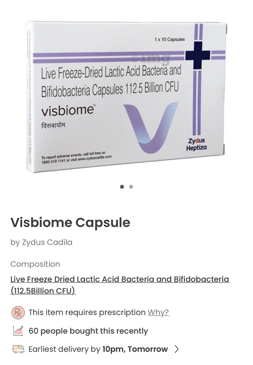 Now the good news is Rhonda’s favourite probiotic supplement VSL # 3 and its successor, Visbiome are sold in India by Sun Pharma and Zydus Cadila respectively.

The bad news is that unless you’re suffering from Crohn’s disease or Ulcerative Colitis, it won’t do much for you.