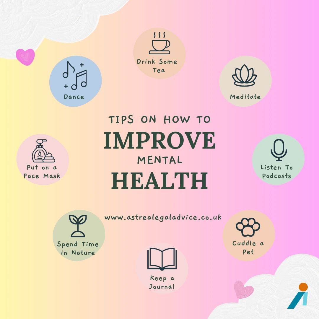 Wrapping up our Mental Health Awareness Week 2023 with some tips!
astrealegaladvice.co.uk
disrepairadviceline.co.uk
#mentalhealth #mentalhealthmatters #mentalhealthawareness #selfcare #fitness