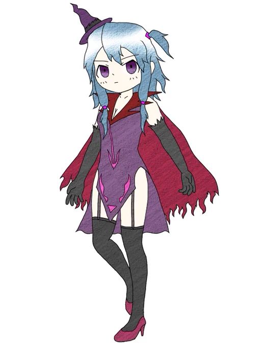 闇堕ちチィラちゃん、略して「やみおちぃら」。 たぶん闇属性の魔法とかを操ってくる。 何があって闇堕ちしたのかは謎。  #うちの子 #絵描きゅーばん