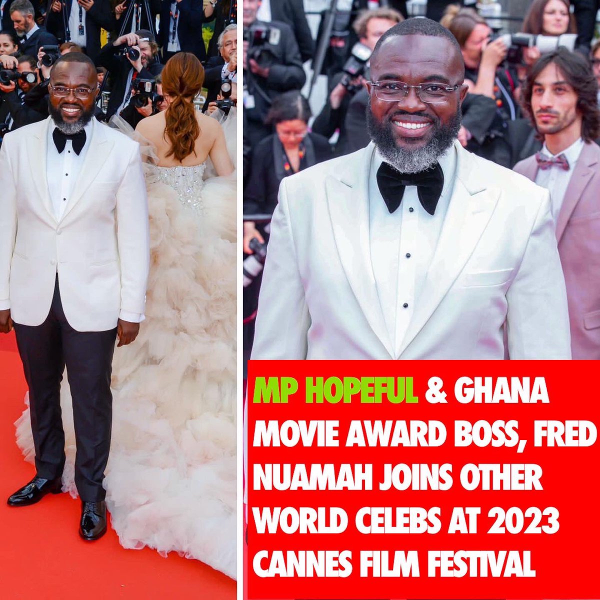 fdee50's tweet photo. MP hopeful and Ghana Movie Awards boss Fred Nuamah joins other world stars at this year’s Cannes Film Festival in France. 
Harrison Ford, Viola Davis and Johnny Depp are among the Hollywood names at the festival.

Fred Styled by: Elikem Kumodjo https://t.co/z5AXcXHljb