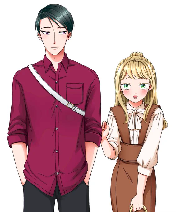 3巻のカバーイラストのふたりは、「初めてのお出かけ」をイメージしました。 背景の色は特に考えてなかったんですが、 デザイナーさんが「夜」を表現してくださって、本編の内容に合った素敵なデザインになりました。 気に入ってます  #日向さん星野です (元絵↓)