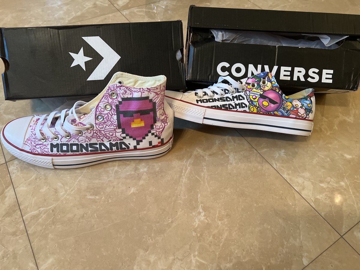 numberswetrust's tweet photo. Maybe someone forgot about my sick @MoonsamaNFT #unofficial edition sneakers #Converse

I think time to make @ExosamaNFT sneakers ! 
Which brand should I choose ? 
Maybe @Nike or @adidas  
wait your suggestions in comments below

Do you ready for #SamaCon ?
Me yes ! 😀 https://t.co/xLGq3MHCuo