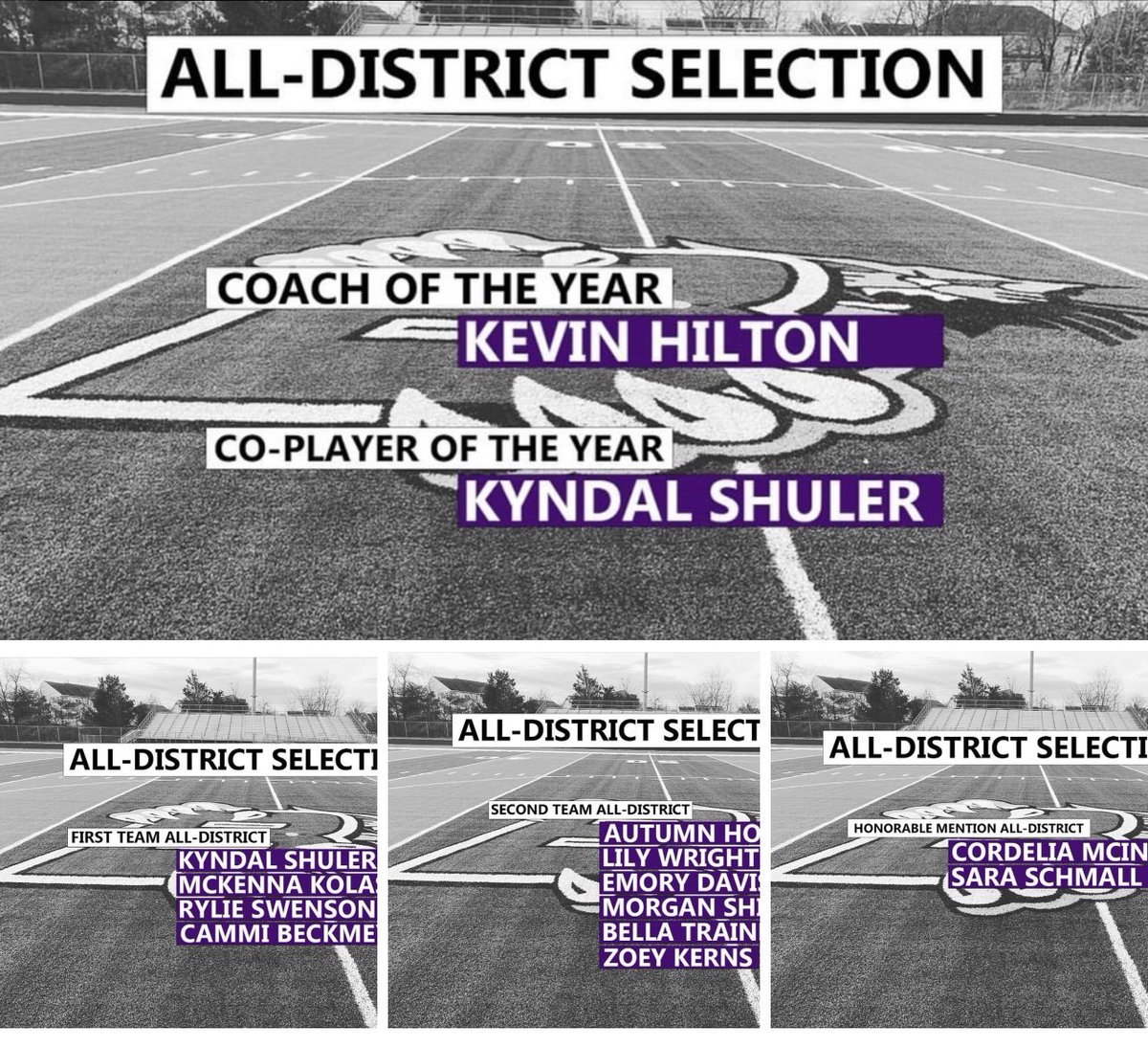 Honored to be recognized as co-player of year along with 1st team all district. Congratulations to all my teammates for 1st, 2nd, and honorable mention teams. Big shout out to Coach Hilton for Coach of the year!