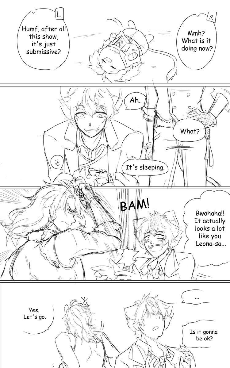 NevewElo's tweet photo. Yeah I know it didn't happen this way, but just for fun :D!
It's been a while I didn't draw Ruggie!! Feels great to draw him again! Ruggie making fun of Leona is still the funniest thing ever. https://t.co/TshaUQks1o