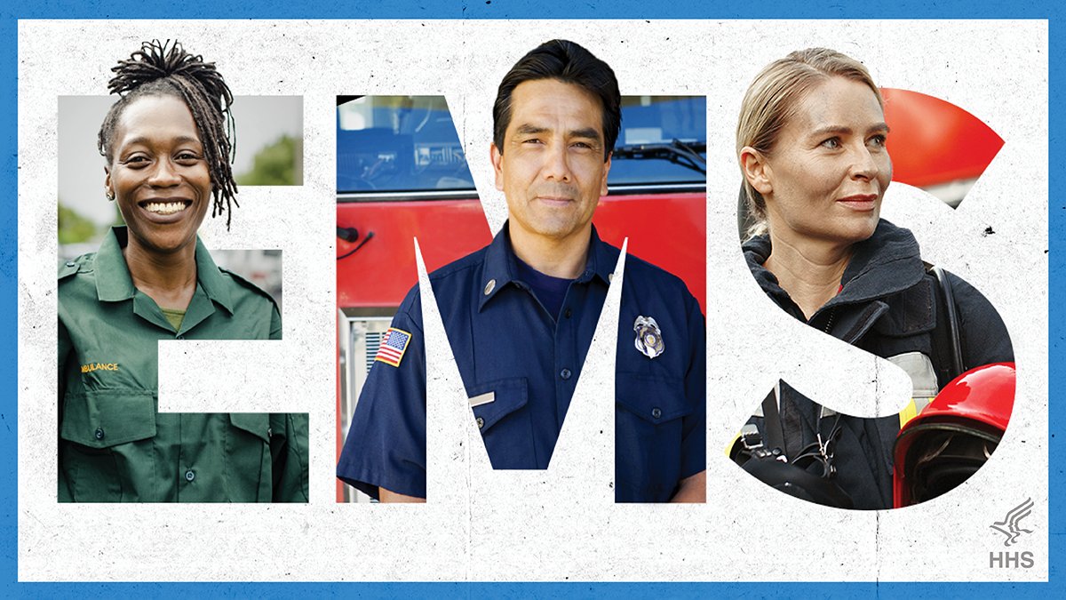 HHSGov's tweet photo. It’s #EMSWeek, and we’re expressing our gratitude to all Emergency Medical Service professionals for serving our communities. Thank you, EMS heroes, for staying strong and fighting to preserve life. Tag an EMS friend to thank them for their courage. https://t.co/5Z6JjirsfE