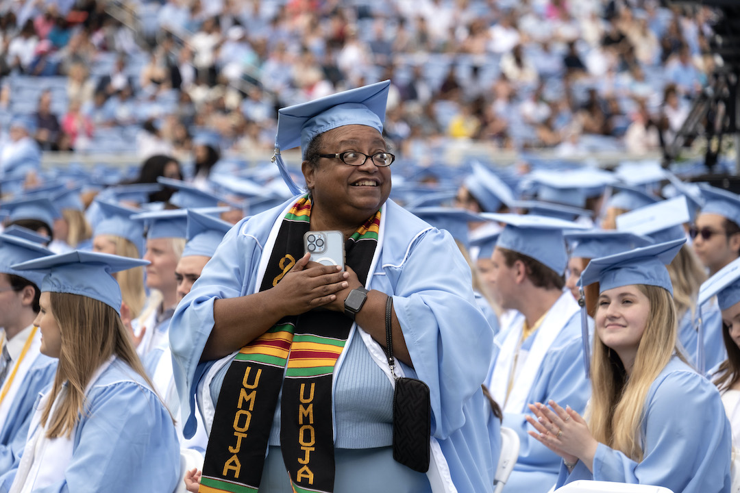 UNC's tweet photo. Still can’t get over all the special moments shared last weekend! Wherever you go, #UNC23, know that Chapel Hill will always be home 💙 https://t.co/S5O9LyxL5O