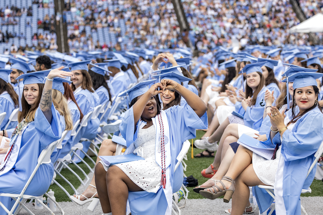 UNC's tweet photo. Still can’t get over all the special moments shared last weekend! Wherever you go, #UNC23, know that Chapel Hill will always be home 💙 https://t.co/S5O9LyxL5O