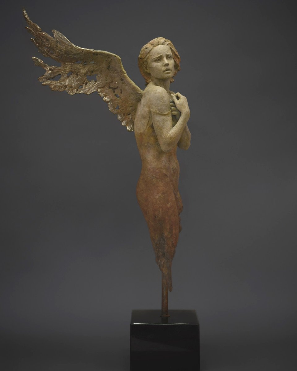 Your home deserves to be filled with heavenly energy. Our new figurative sculptor @neilwelchsculpture creates the dreamiest impressions in bronze. Rust tones and gold touches accent the wings, enhancing the magical aura of the piece. #sculpture #fineart #figureativeart #bronzeart