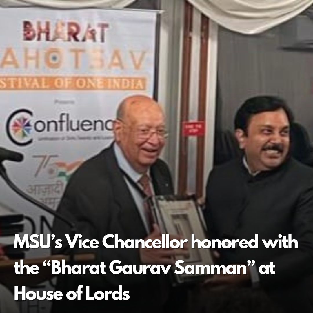 OVadodara's tweet photo. MSU’s Vice-Chancellor  Prof. (Dr) Vijayakumar Srivastava visited the #UK last week during and during this Bharat Mohotsav was organized in London under the theme: "Ek Bharat, Shrestha Bharat". 

#vadodara #ourvadodara https://t.co/mbbK3fSb6L