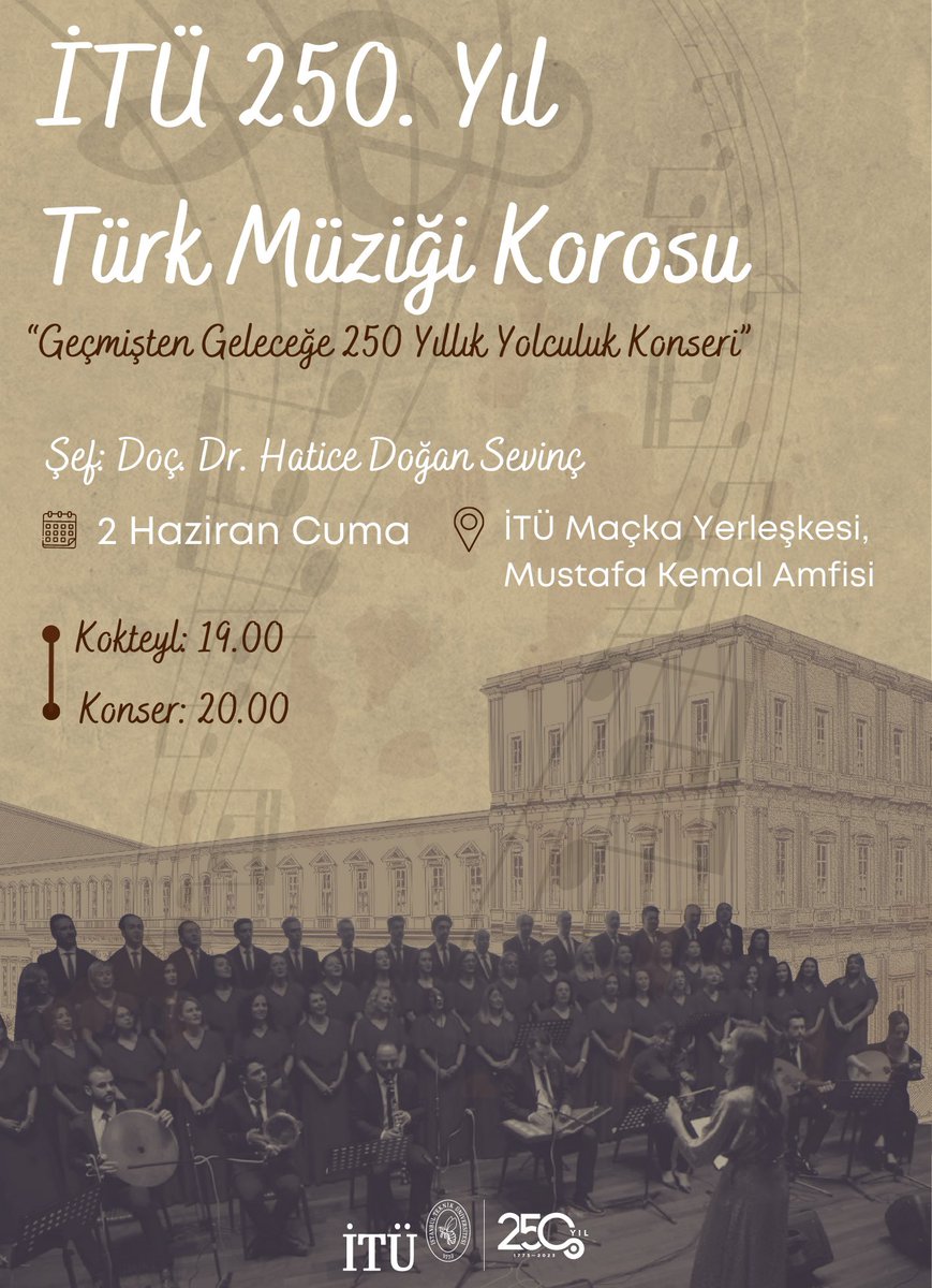 itu1773's tweet photo. Kulakların müziğe doyacağı "Geçmişten Geleceğe 250 Yıllık Yolculuk Konseri"ne tüm İTÜ Ailesi davetlidir. 🎶🎞️🐝

📍İTÜ Maçka Yerleşkesi, Mustafa Kemal Amfisi
🗓️ 2 Haziran 2023 - Cuma
⏰ 19.00 https://t.co/BIOUBZX7aU