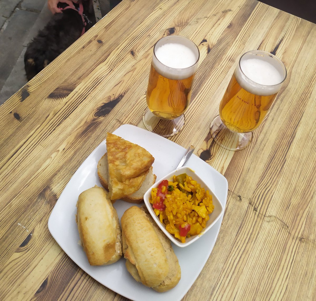 Msol59's tweet photo. 😃 #Domingueando con David #ElConvento (🙄olvidé hacer foto de 🍺🦪y mejillones😋) #Dogos👌🏿😋y #DonCamilo con su rico chipirón🦑👌🏿🤤😋😉 https://t.co/YkaHO6h7RY