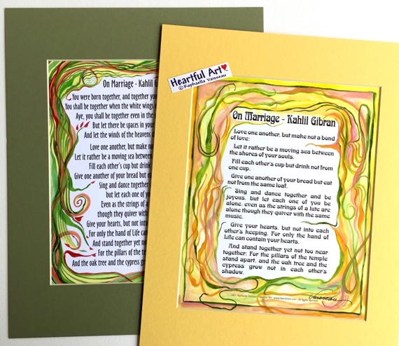 heartfulart's tweet photo. A treasured wedding gift for couples of any faith, Kahlil Gibran's On Marriage here: https://t.co/G0arfSHanu
#sundayvibes #wedding #heartfulart by #raphaellavaisseau Cherish each other. Honor your own and your partner's individuality. Be yourself https://t.co/7m4TFKfpew