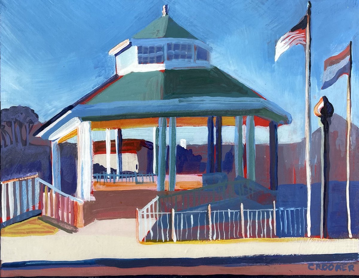 Tweeting a #bright and #colorful #painting a day. #Rehoboth Bandstand. jancrooker.com