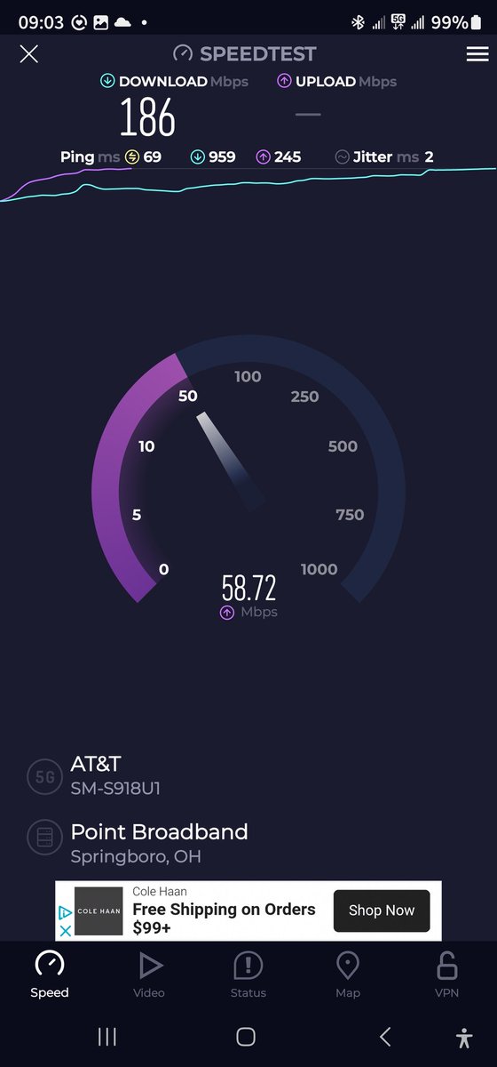 Att speedtest fake 5G in Kettering