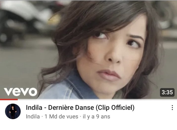 🇫🇷📊 MUSIQUE | La chanson 'Dernière danse' d'#Indila est devenue la première chanson #française à atteindre le milliard de vues sur #YouTube.