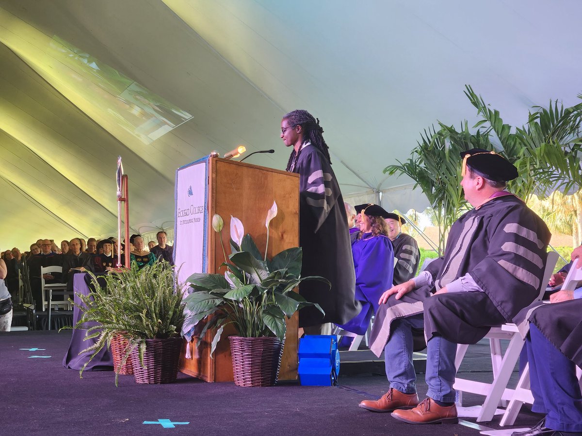 "I ask you to accept my challenge to inspire others. I ask you to make the world a safer and healthier place," LaRuby May '97 says at the end of her remarks.

#Eckerd23
