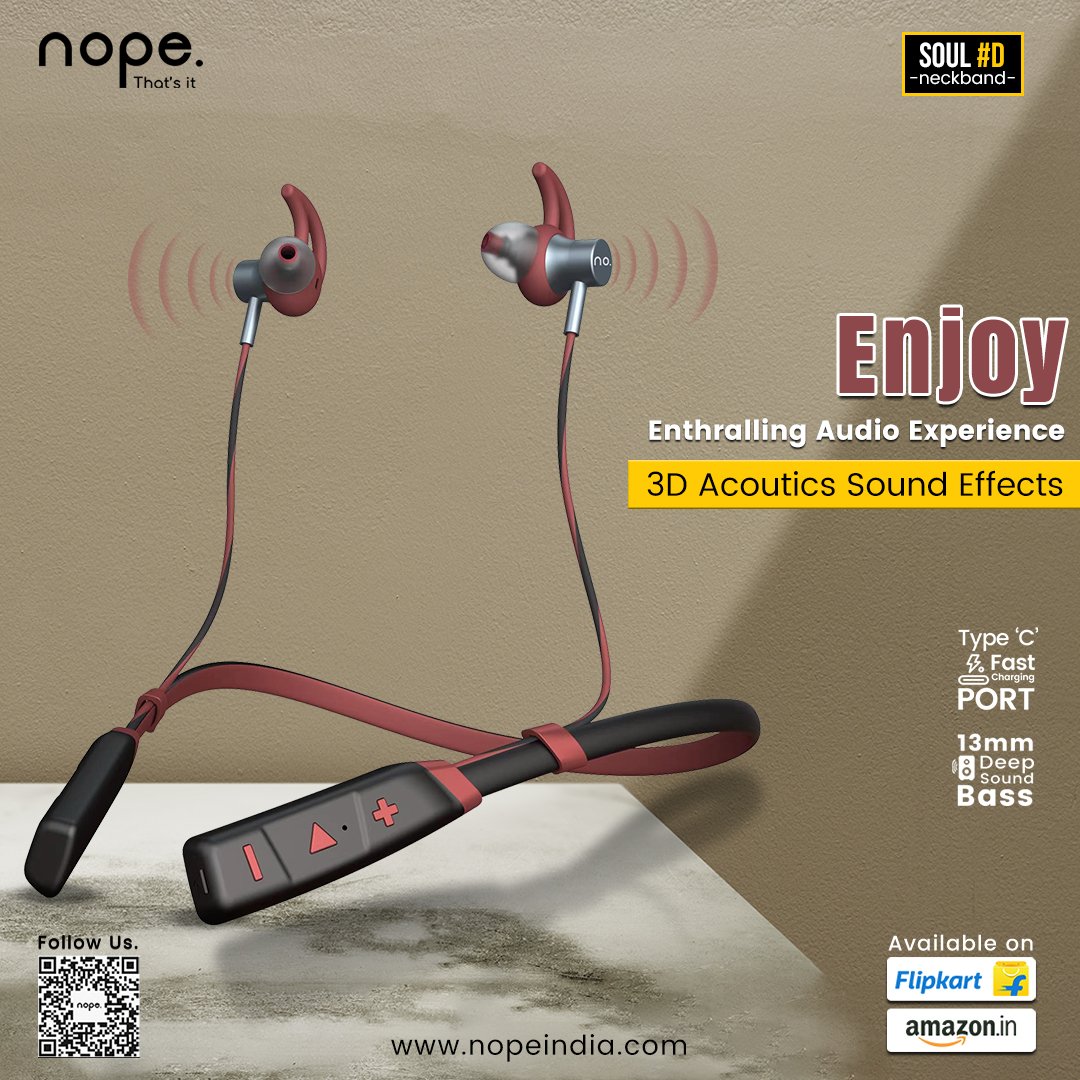 Immerse yourself in an enthralling audio experience with 3D acoustic sound effects with Soul #A. 'NOPE' That's It.
.
Click Here To Buy - amzn.eu/d/fD2RfEV
.
#nope #thatsit #young #fresh #bright #nopebringsyouhope #tamannaah #tamanaabhhatia #soulD #neckbands #bestneckband