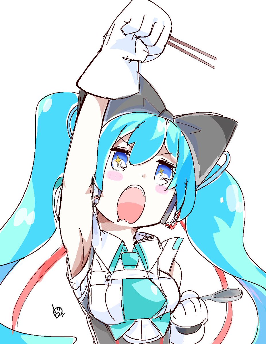 初音ミク ,magical_mirai_miku 「I'm hungry 」|ヴォルさん.⚡️✌︎('ω'✌︎ )⚡︎のイラスト