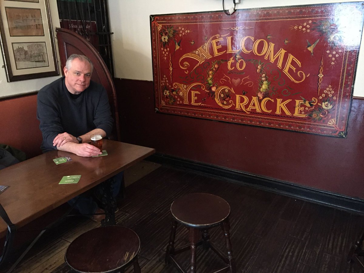 Drinking at Ye Cracke, in Liverpool, six years ago. Bartender was sick of the Beatles. She wanted to talk to me about the Civil War and Lincoln, not John Lennon. 📷
