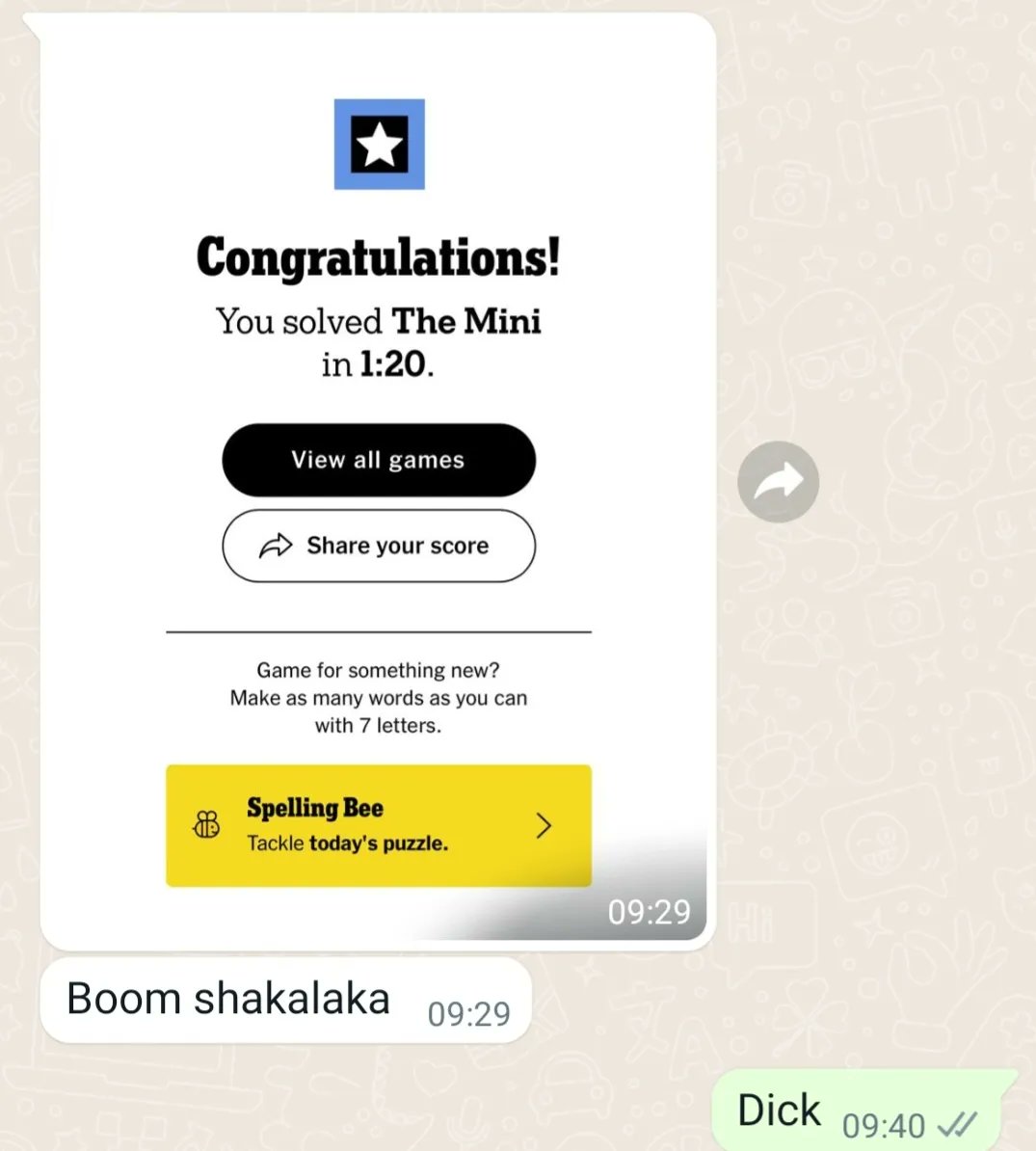 CarolynLFox's tweet photo. My youngest son has just introduced me to the New York Times Mini Crossword and safe to say battle lines are now well and truly drawn. https://t.co/1FUa8D7YLy