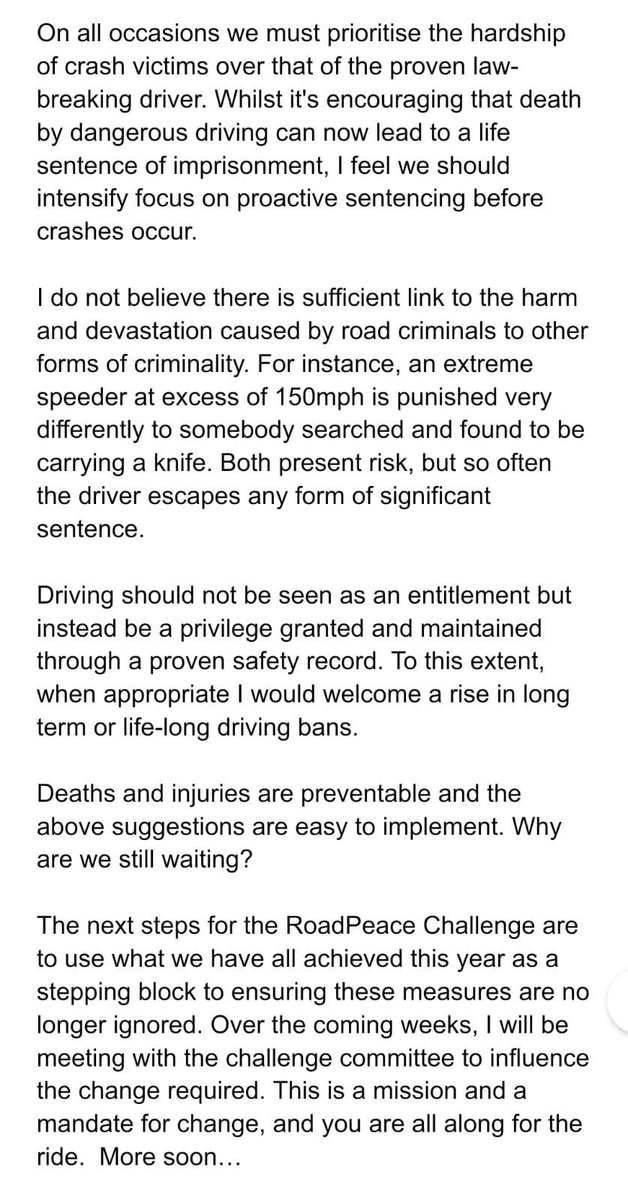 My speech at the closing of this years @RoadPeace challenge. Though it doesn’t stop here! #RoadDanger #RoadSafety #VisionZero