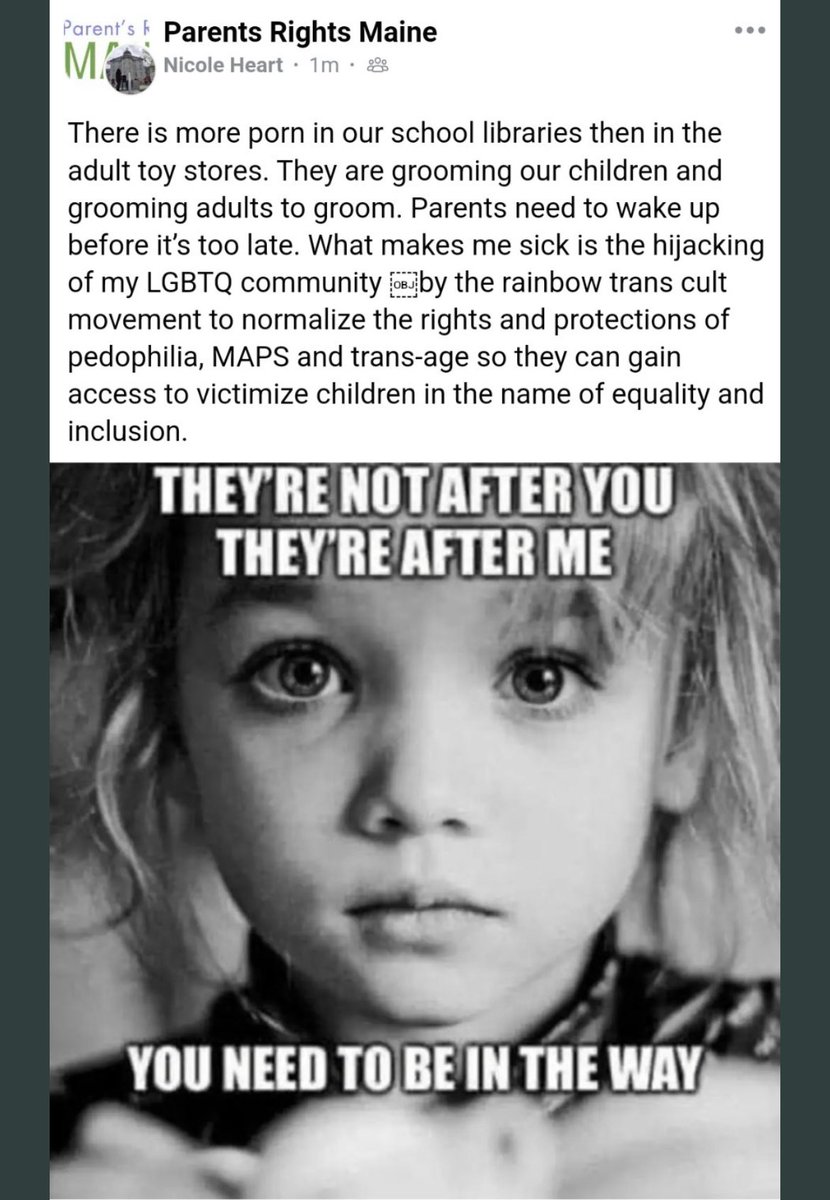 aobrien2010's tweet photo. Anti-LGBTQ rights group “Parents Rights Maine” it constantly demonizing trans people as “groomers” &amp; lobbying for anti-trans bills while its “Director of Advocacy” is literally a convicted pedophile. #mepolitics https://t.co/ydsOCy4OVT