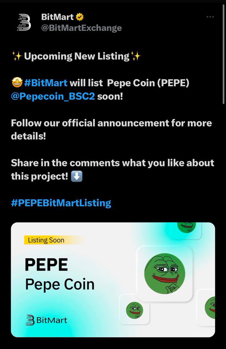 ETHGOATISHH's tweet photo. @cryptogems555 #PEPECOIN BNB

Missed Pepe Eth? Here’s your second chance!!!

Fully decentralized version, that‘s how crypto should be.

0% BUY 0%SELL

https://t.co/Wj79DwDuxq

CA: 0xb46584e0efdE3092e04010A1
3f2eAe62aDb3b9F0 https://t.co/FUbcwN2wis
