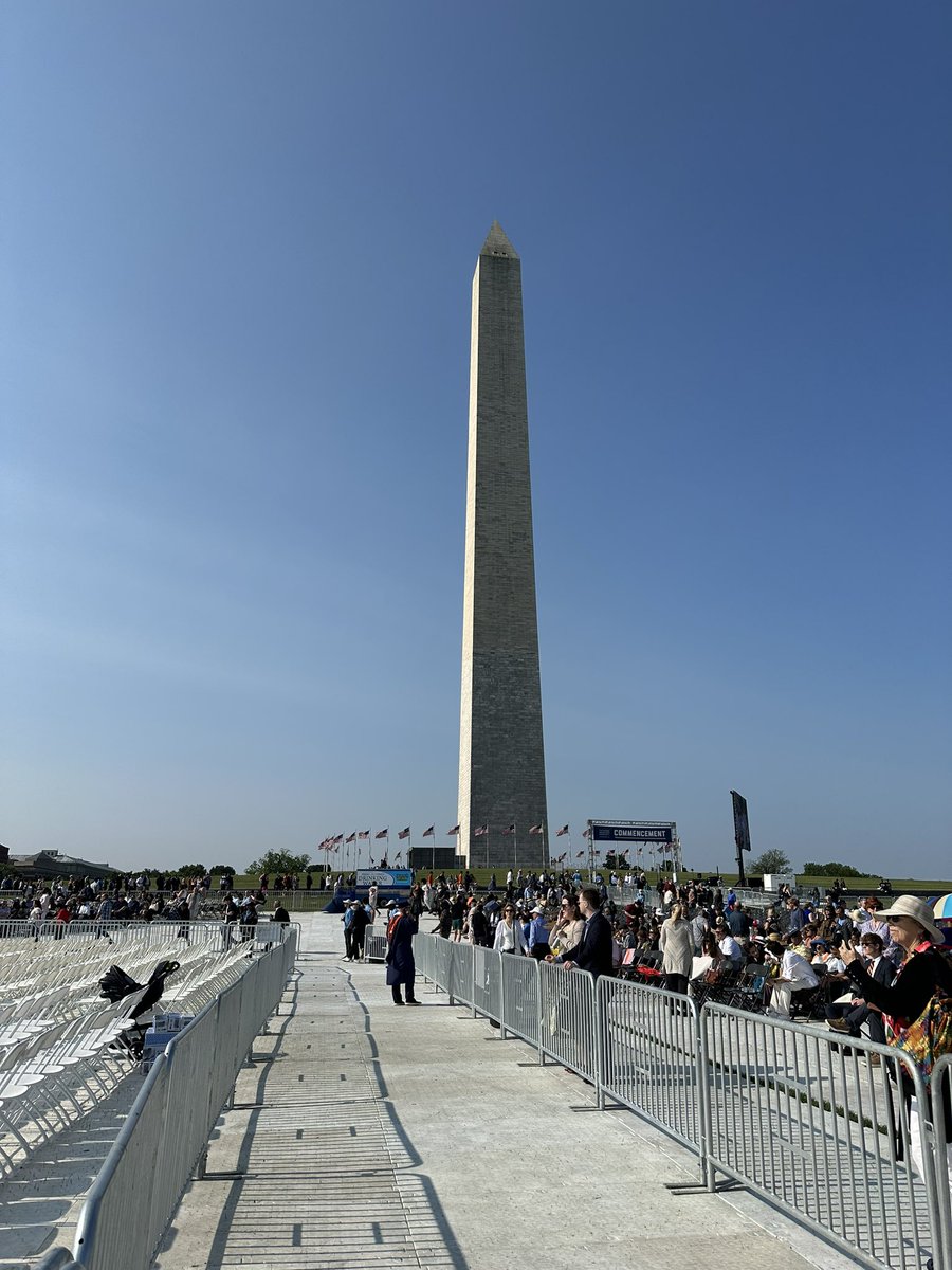 Preparing for the @GWtweets @ElliottSchoolGW commencement on the National Mall—couldn’t have asked for better weather!