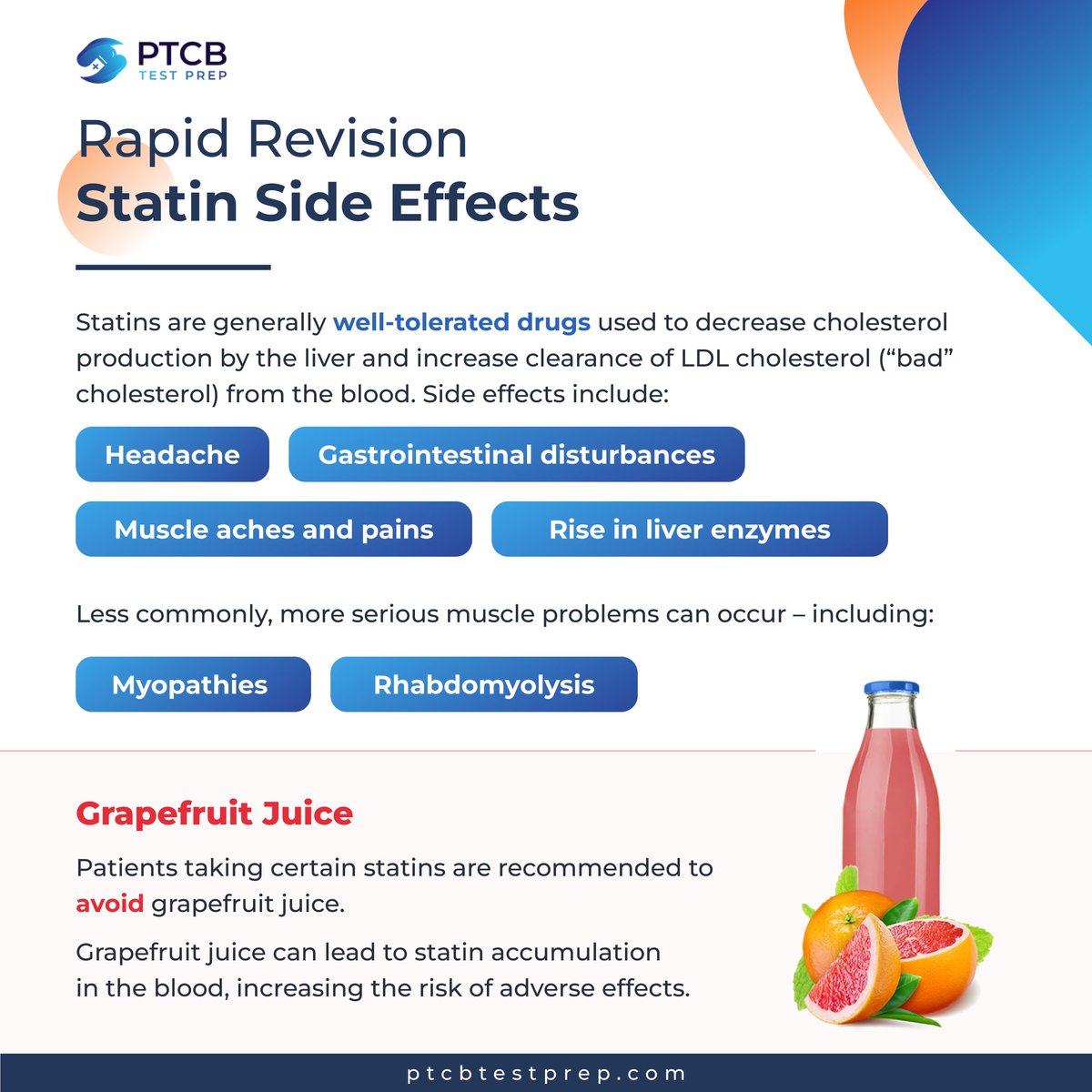 ptcbtestprep's tweet image. Statin Side Effects

Found this helpful? Learn how you can master the 2023 PTCB exam:  More details: 
ptcbtestprep.com/online-pharmac…

#rxtech #statins #ptcb #ptcbexam #ptcbtest #pharmacytechnician