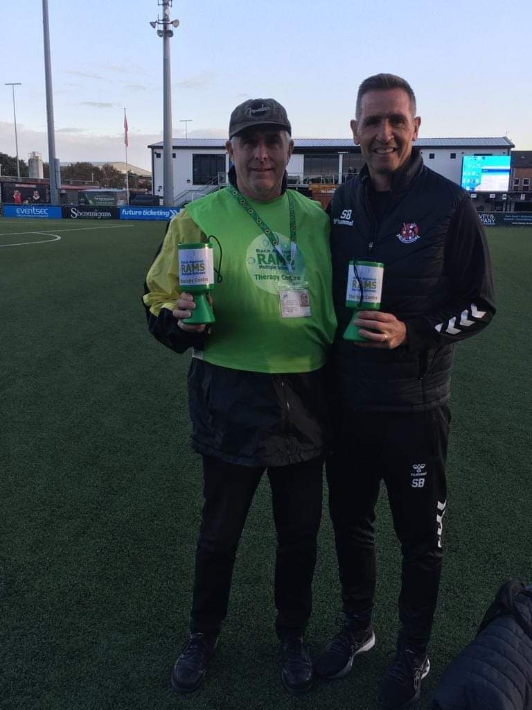 RamsSteenson's tweet photo. RAMS Therapy Centre Collection . Friday 14th April 2023 . Crusaders v Larne . £152.68 . Thank you very much to everyone who donated to provide Oxygen Therapies Treatment for people living with Multiple Sclerosis in Northern Ireland . Larne FC Champions . https://t.co/oTdXr9xWbq