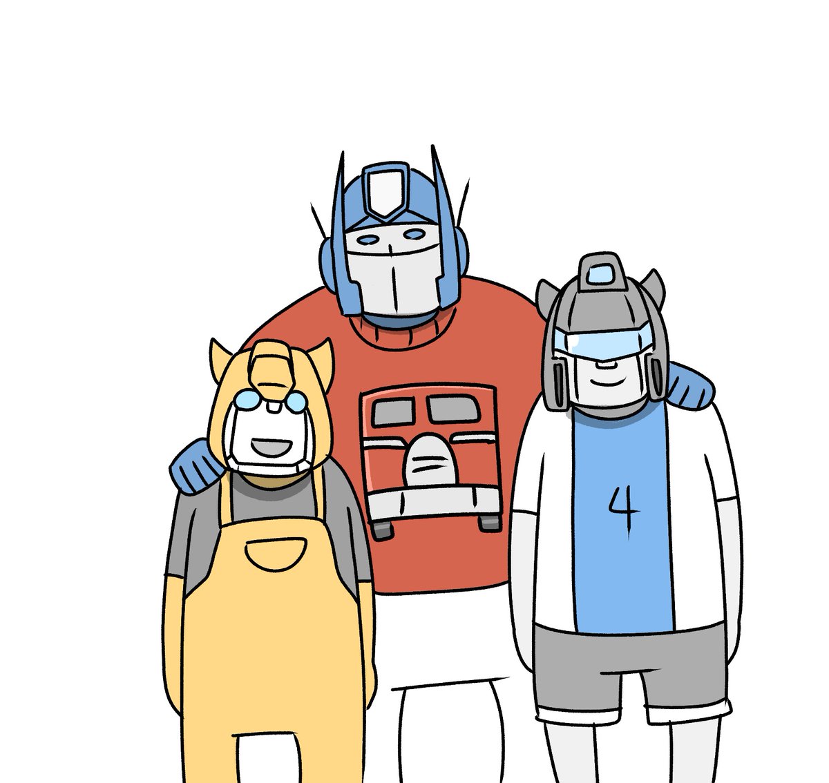 autobot multiple boys 3boys robot overalls white background blue eyes  illustration images