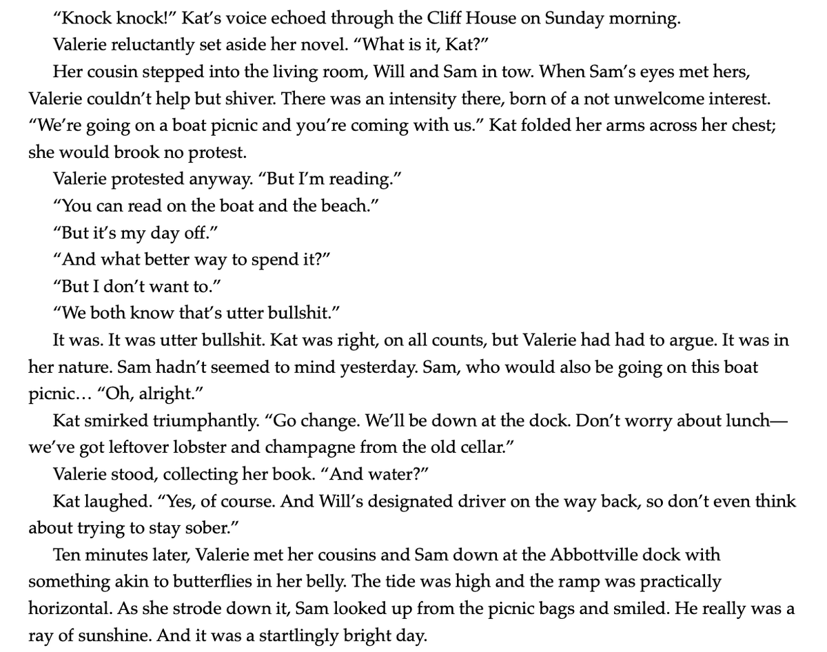 Happy #SnippetSunday! Or is it #SundaySnippet?? Either way...

Here's a snippet from my upcoming romance novella, THE BEST CREW (July 14th), which I could also have called 'How To Make The Most Out Of The Month Of August If You're Single And Ready To Mingle (In Maine)'

🦞🍾🏖️