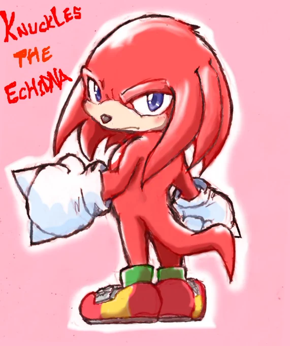 顔タグ、ちょっと線引きが難航してて、 息抜きにラクガキ描いてた・・・  ナックルズ! 二回目だけど全身は初描きかな ここまで来たらソニック描かないとな・・・  #ナックルズ #knucklestheechidna #KNUCKLES
