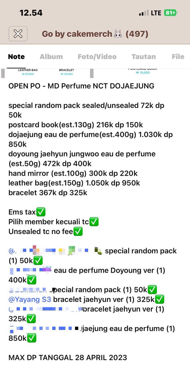 WTO GO Cakemerch (Trusted)

MD NCT Dojaejung - Bracelet Jaehyun 

367k udah bayar dp 325k 

✅ Harga bersih ina

GO Dom Cirebon Jawa Barat

Untuk info lebih detail nya, dm aja yaaa 💚

t. Nct dojaejung jaehyun md bracelet perfume sealed ina